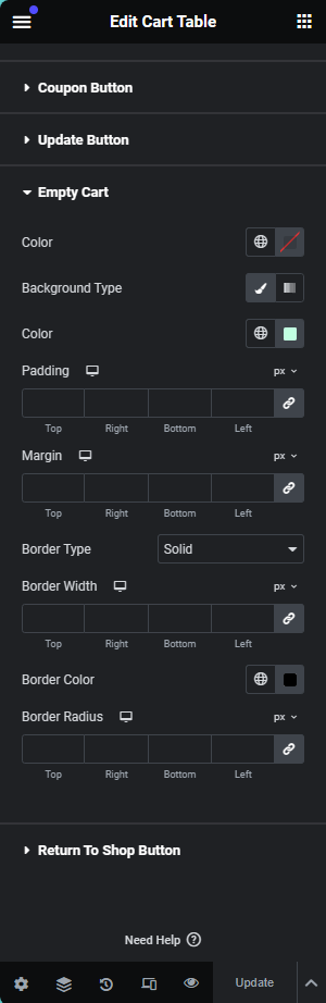 Emty Cart Style Controls